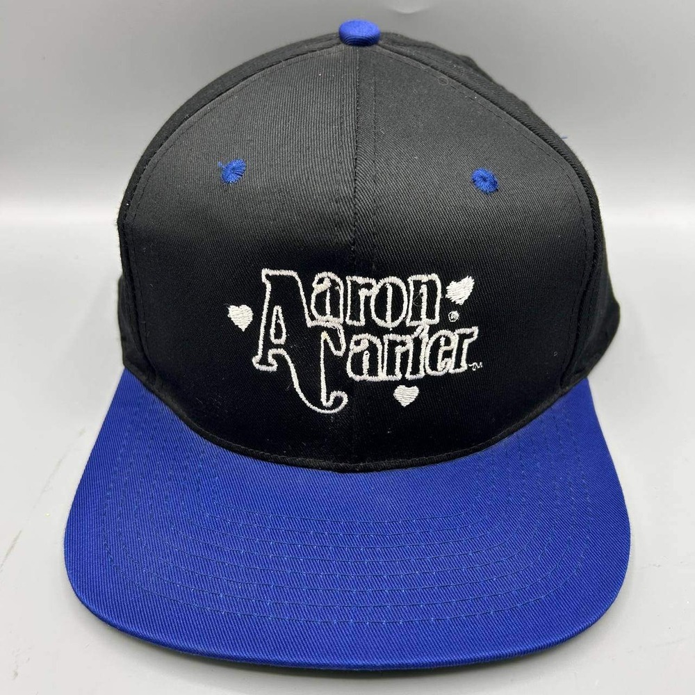 Vintage Aaron Carrier Hat Men Black Blue Embroidered Snap Back Cap